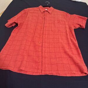 SADDLEBRED MEN'S SHORT SLEEVE RUST LINEN BUTTON DOWN SIZE LARGE